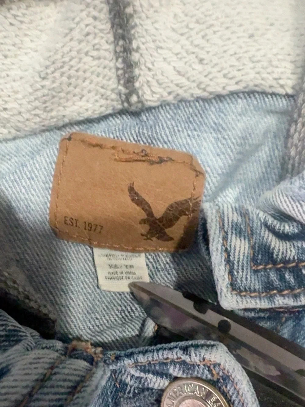 American Eagle Acid Wash Denim Hooded Jacket Women’s XS